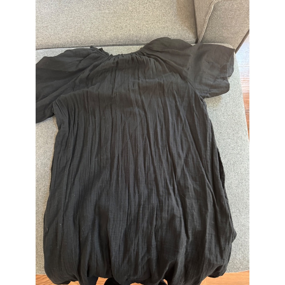 Old Navy Black Crinkle Gauze Shift Dress Short Sleeve Large Tall Womens - Picture 2 of 2